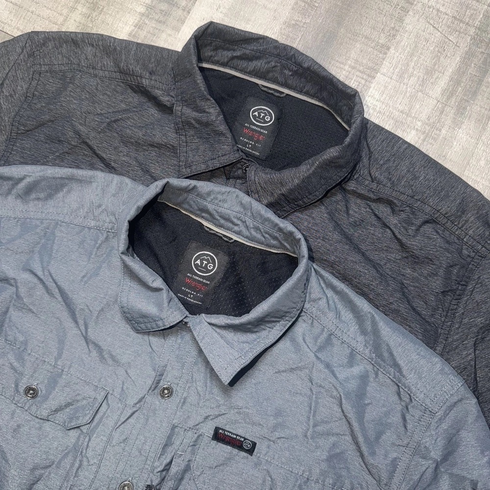 Wrangler ATG All Terrain Gear Mens Button Down Shirt LT Pocket Hiking Lot Of 2